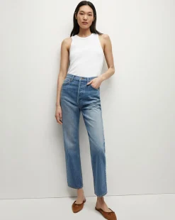 Daniela Straight-Leg Jean in Lakeshore Blush>Veronica Beard