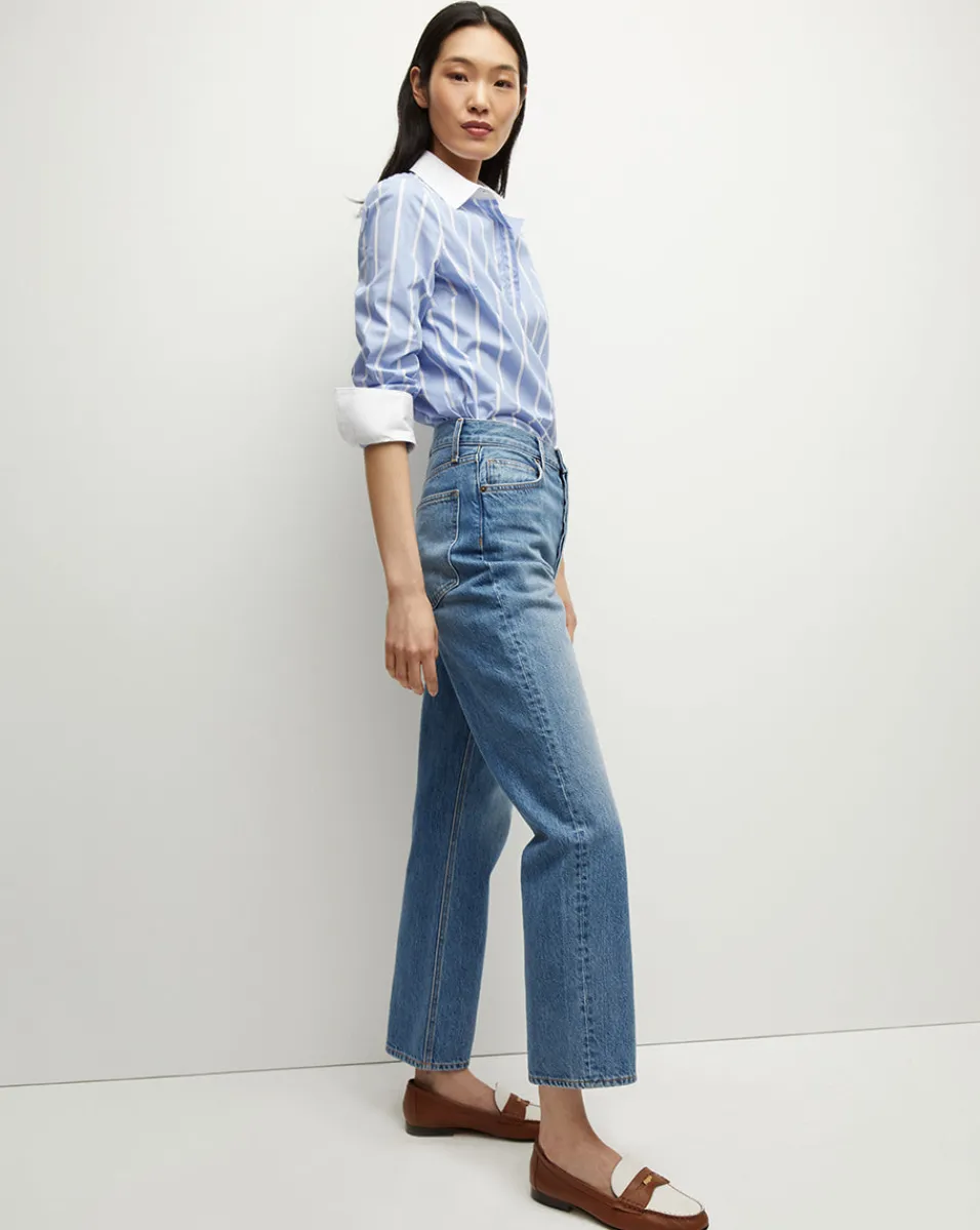 Daniela Straight-Leg Jean in Lakeshore Blush>Veronica Beard