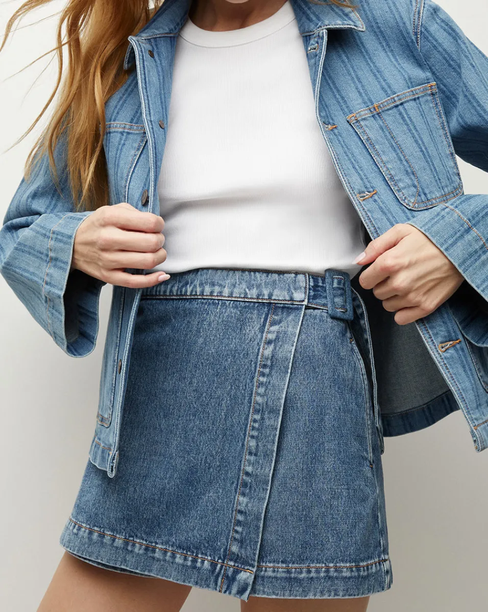 Diaz Denim Skort in Wanderer Dust>Veronica Beard Hot