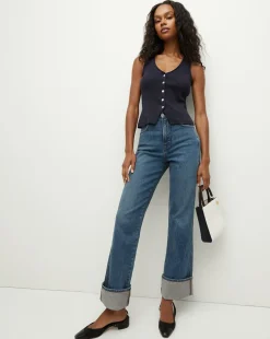 Dylan Cuffed Straight-Leg Jean in>Veronica Beard Hot