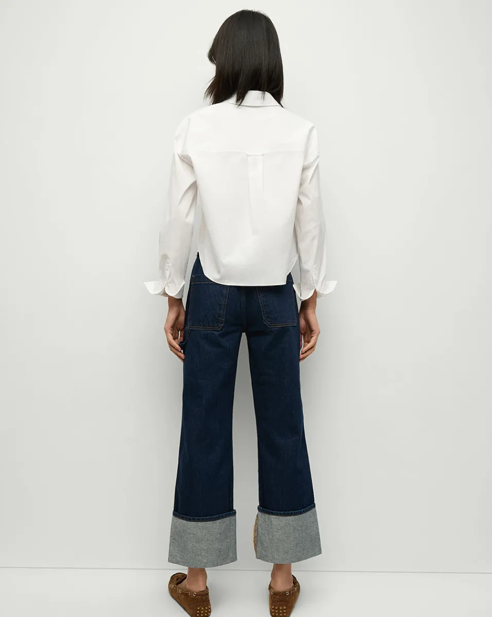 Dylan Cuffed Straight-Leg Jeans in Indigo Denim>Veronica Beard Outlet