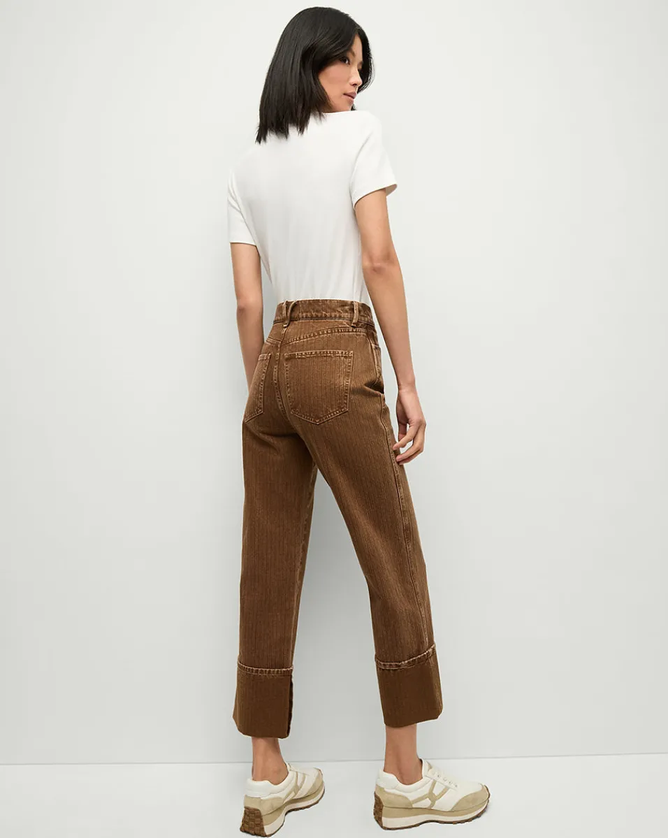 Dylan Cuffed Twill Straight-Leg Pants in Brown>Veronica Beard Clearance