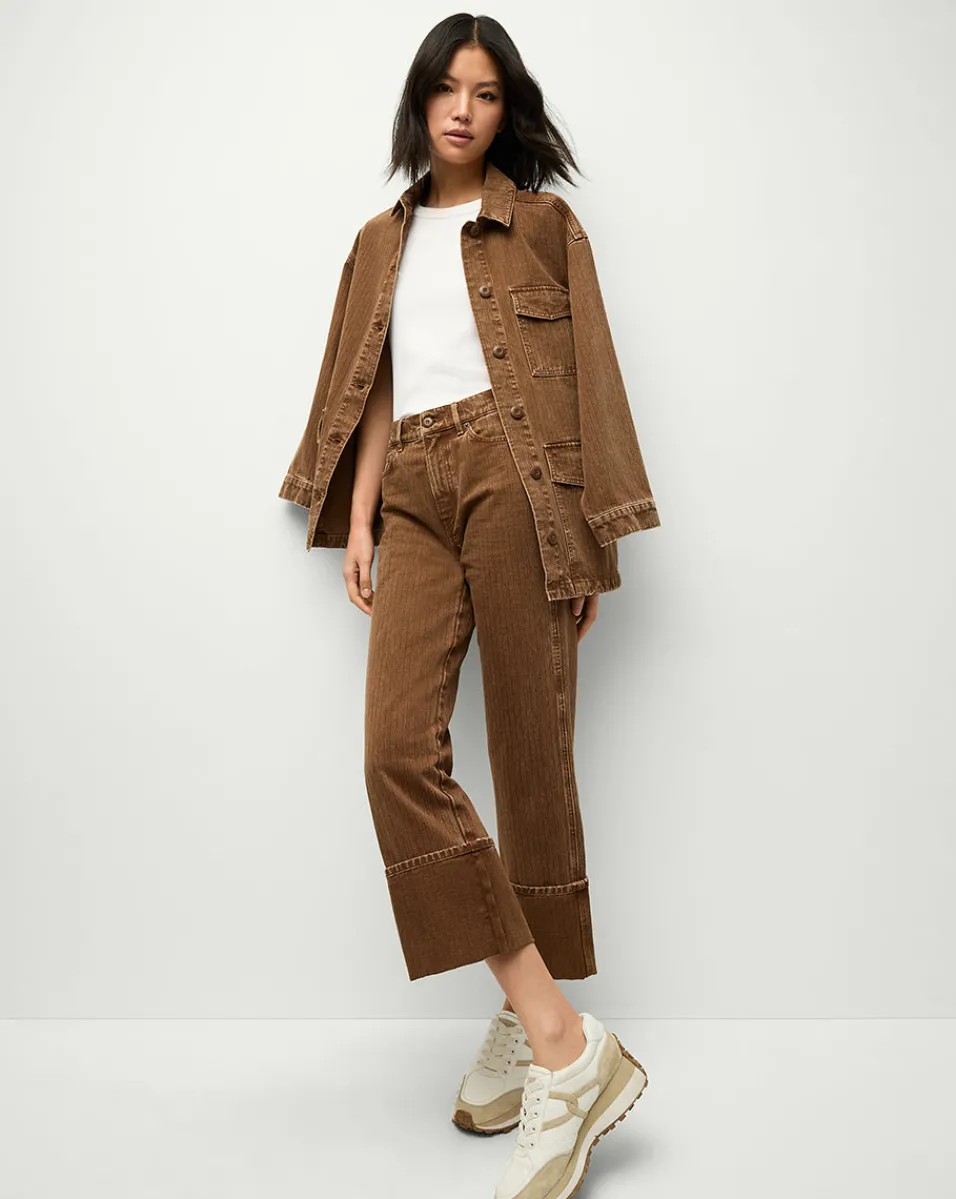 Dylan Cuffed Twill Straight-Leg Pants in Brown>Veronica Beard Clearance