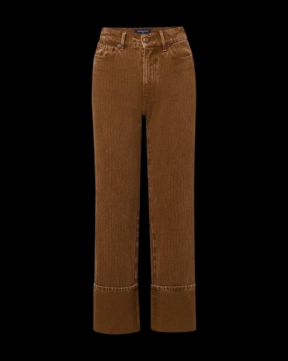Dylan Cuffed Twill Straight-Leg Pants in Brown>Veronica Beard Clearance