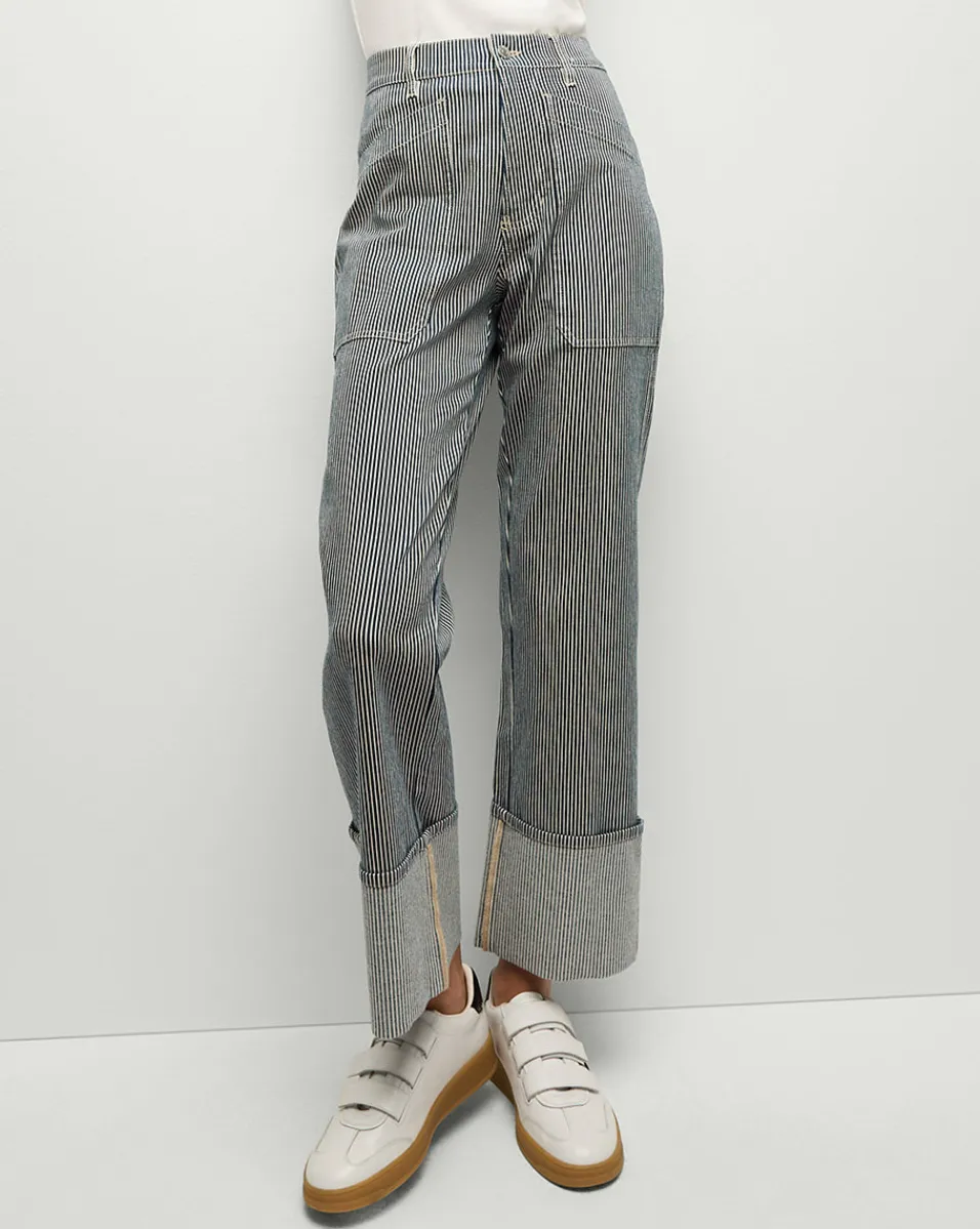 Dylan Striped Cargo Straight-Leg Jean in Solstice Stripe>Veronica Beard Best