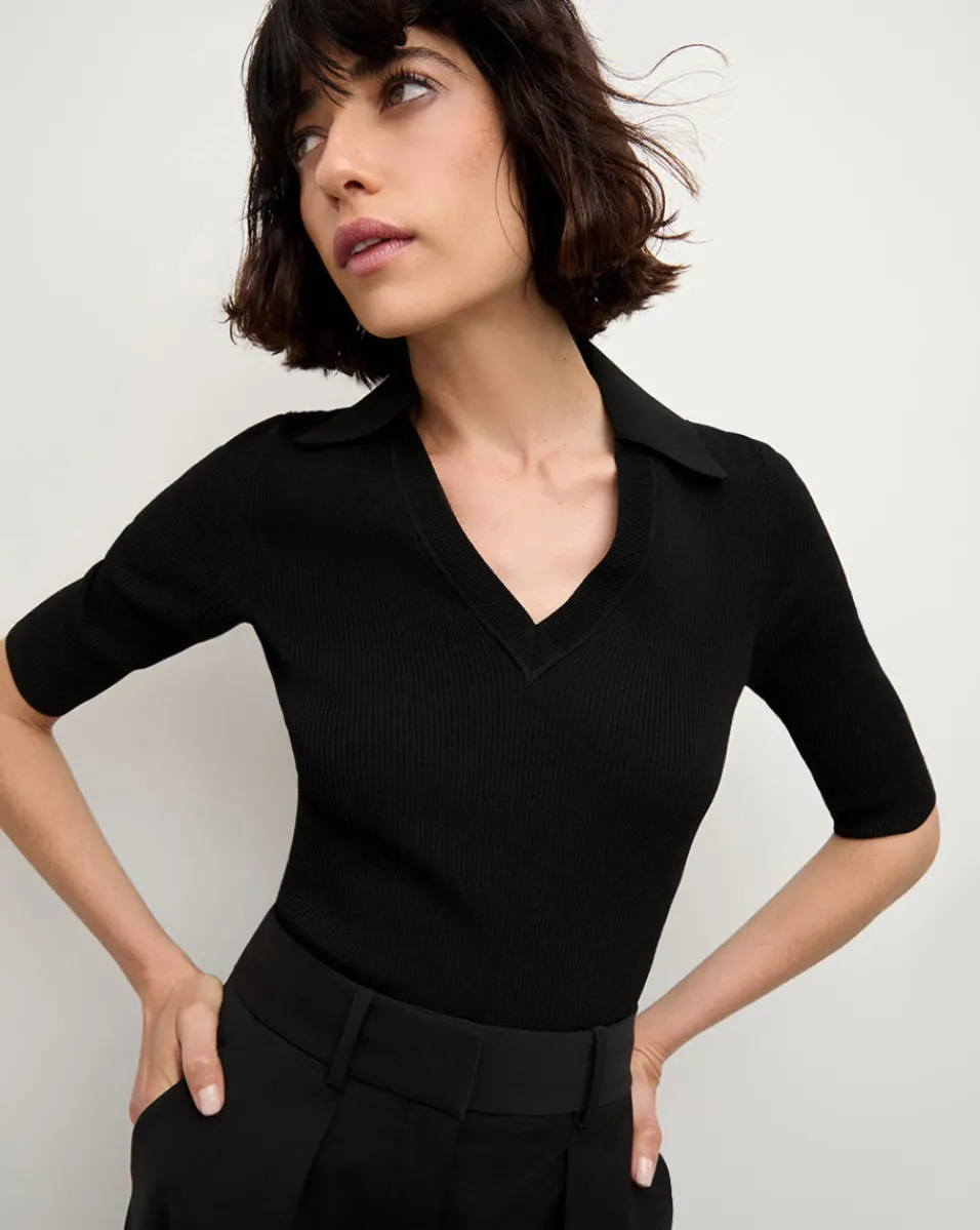 Emily Knit Polo Shirt in>Veronica Beard Sale