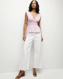 Evra Deep-V Neck Ruffle-Peplum Top>Veronica Beard Hot