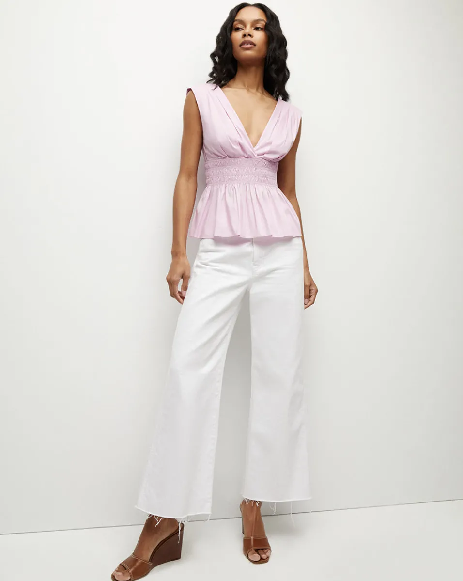 Evra Deep-V Neck Ruffle-Peplum Top>Veronica Beard Hot