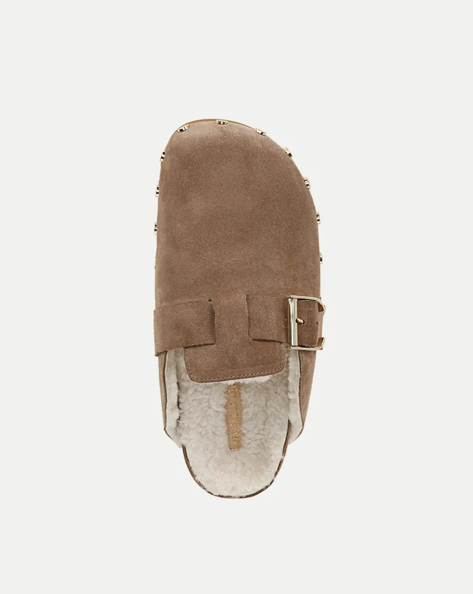 Fern Shearling Clog in Suede>Veronica Beard Hot