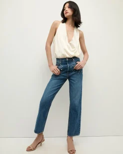 Fernanda Silk Bodysuit in x Poppy Delevingne>Veronica Beard Sale