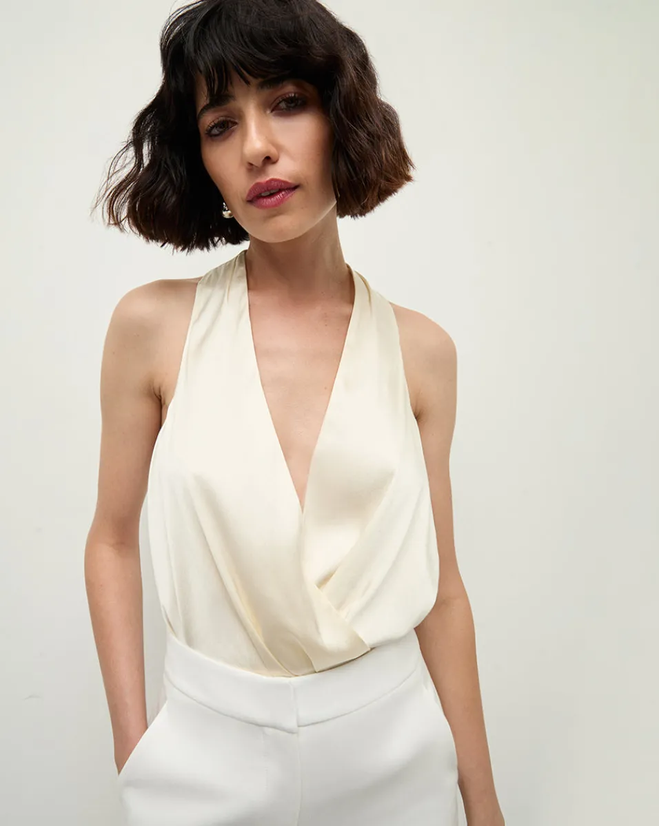 Fernanda Silk Bodysuit in x Poppy Delevingne>Veronica Beard Sale