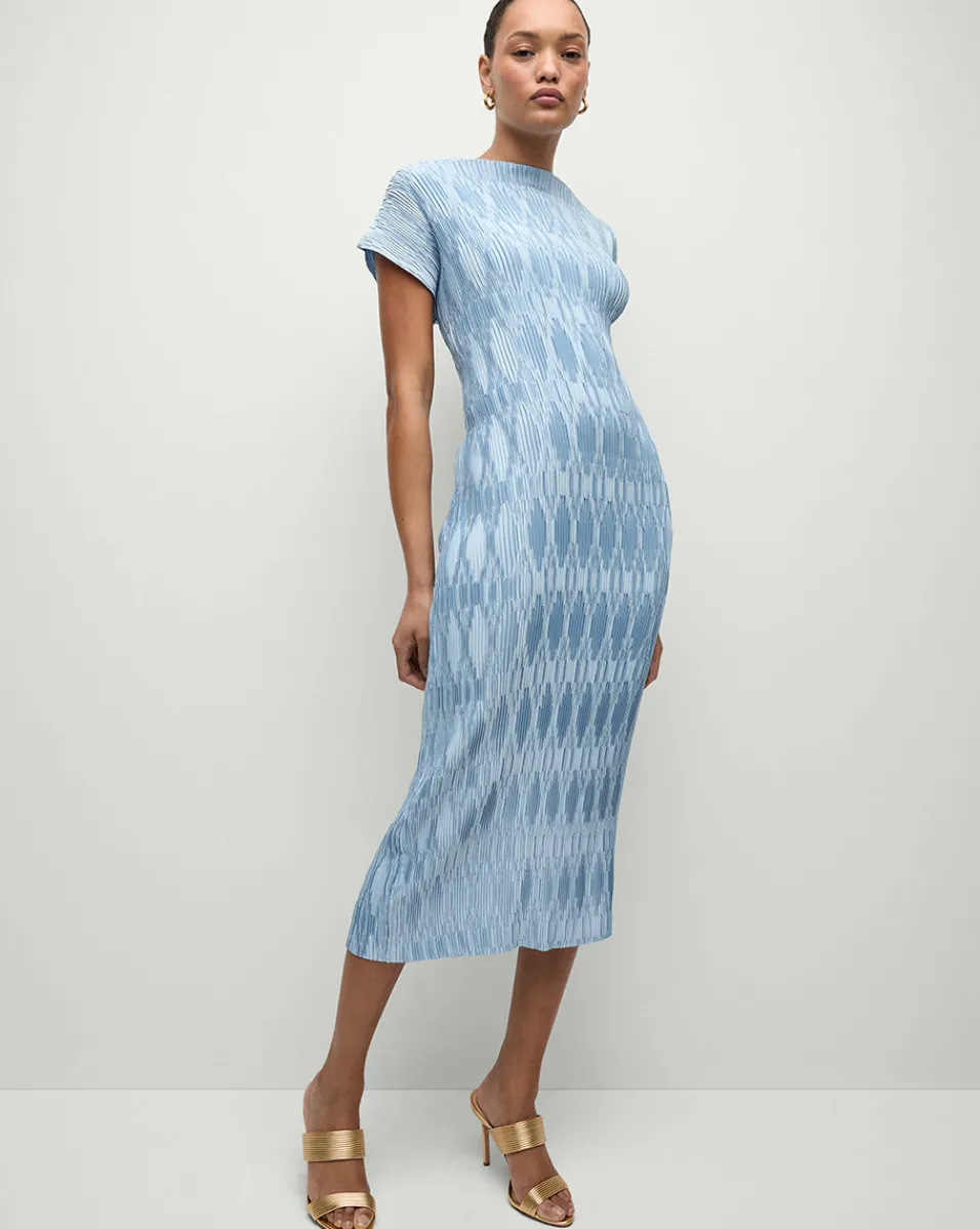 Gramercy Pleated Dress in Blue Sky>Veronica Beard Hot