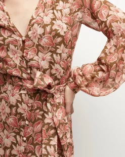 Isra Silk Dress in Deep Ochre Multi><noscript><img data-lazyloaded=