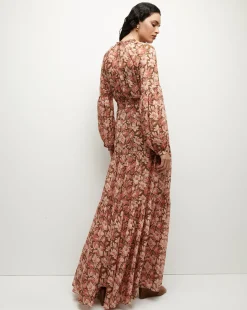 Isra Silk Dress in Deep Ochre Multi><noscript><img data-lazyloaded=