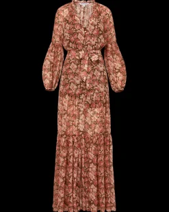 Isra Silk Dress in Deep Ochre Multi><noscript><img data-lazyloaded=