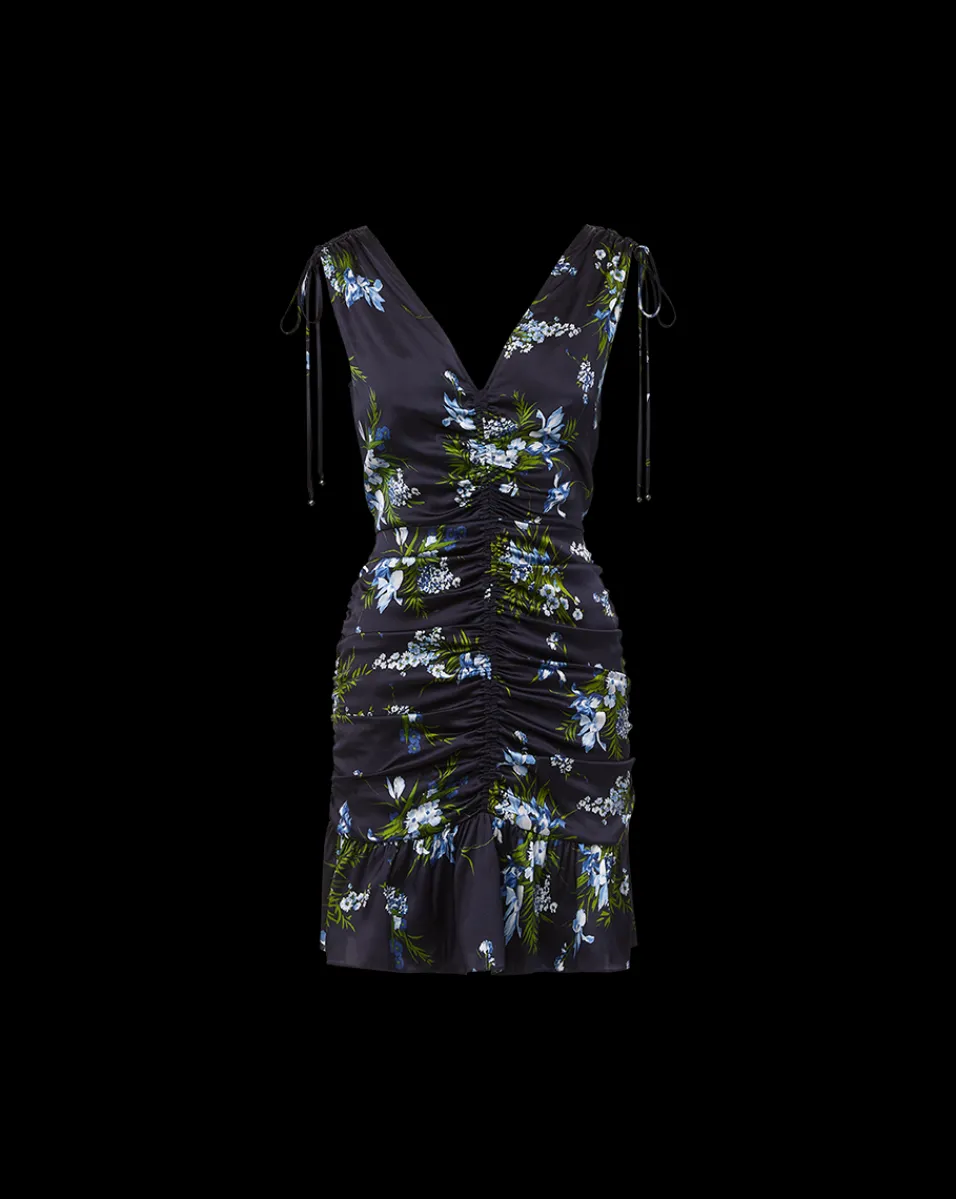 Jackson Stretch-Silk Dress in Navy Multi>Veronica Beard