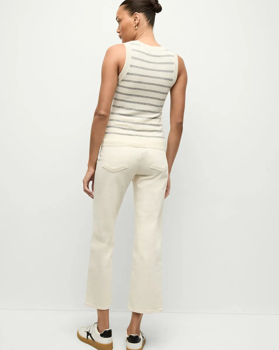 Jerrel Striped Cashmere Tank in Ivory/Heather Grey>Veronica Beard Outlet