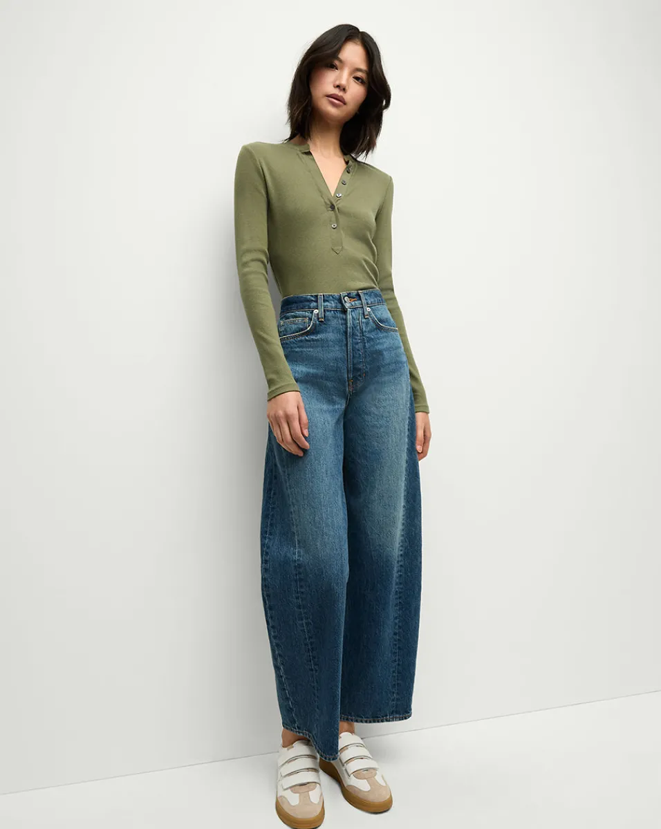 Jocelyn Henley Shirt in Stone Army>Veronica Beard Clearance