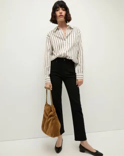 Keiko Stretch-Cotton Shirt in Striped Ivory><noscript><img width=