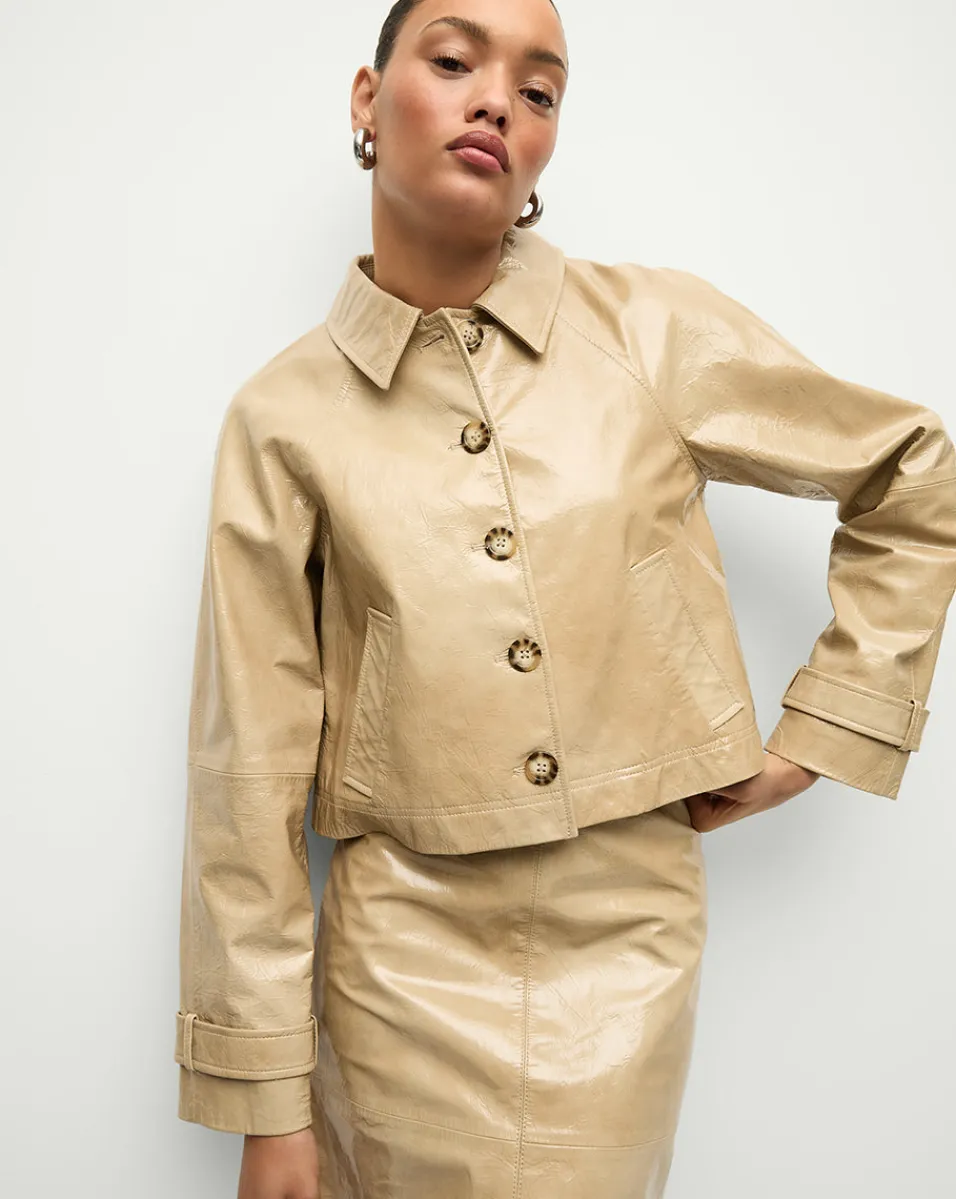 Kian Coated Leather Jacket in>Veronica Beard Best