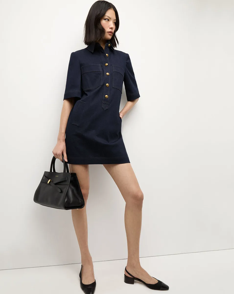 Koulis Mini Denim Dress in Dark Wash>Veronica Beard