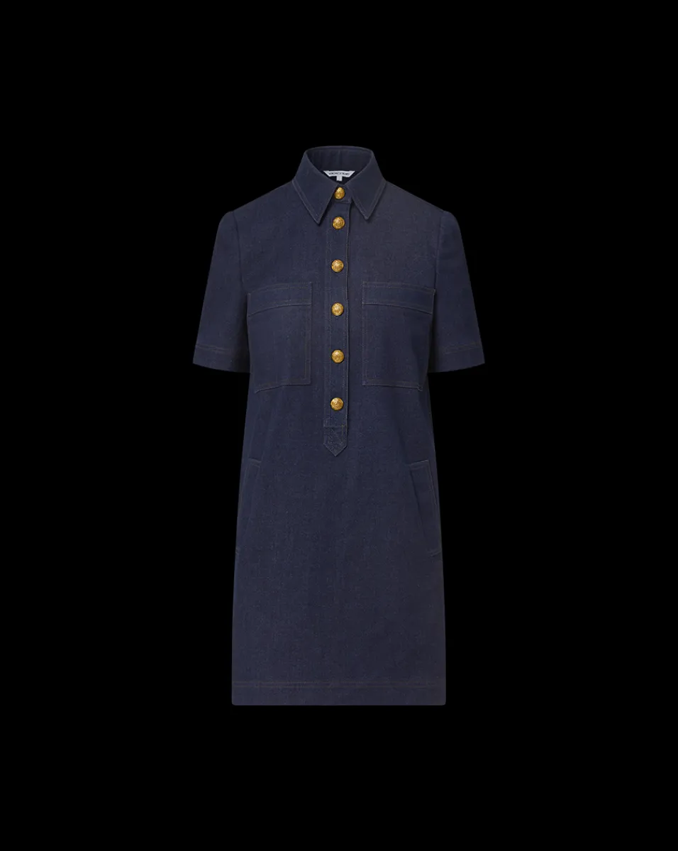 Koulis Mini Denim Dress in Dark Wash>Veronica Beard