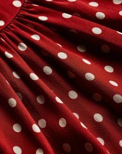 Kovi Polka-Dot Halter Top in Brick Red/Ecru><noscript><img width=