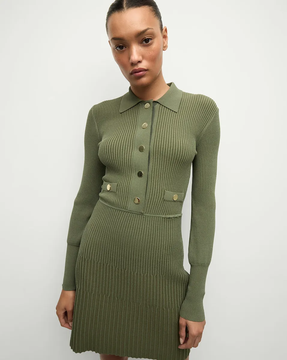 Lauper Sweater Dress in Stone Army>Veronica Beard