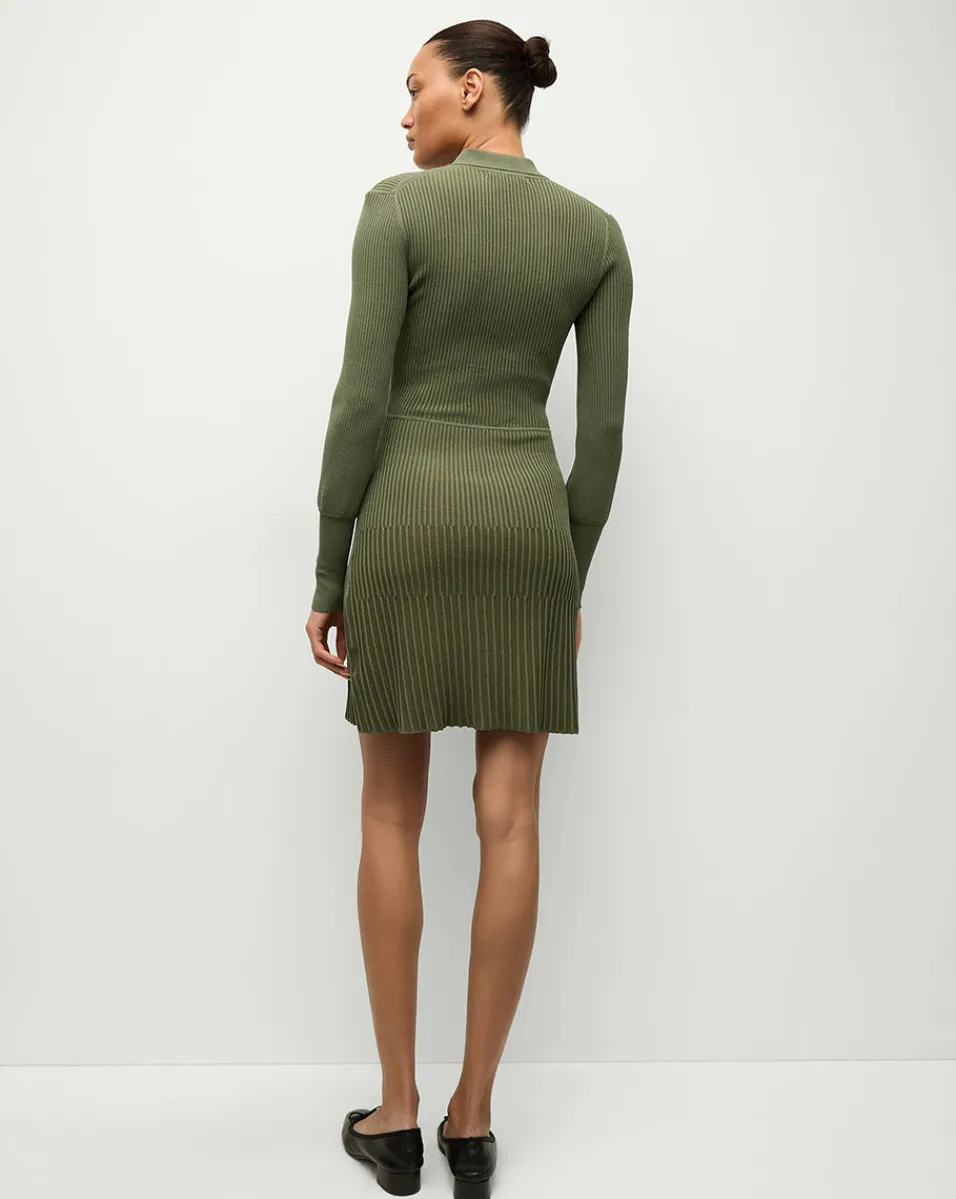 Lauper Sweater Dress in Stone Army>Veronica Beard