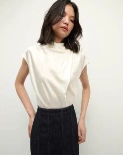 Leilany High Neck Silk Top in><noscript><img width=