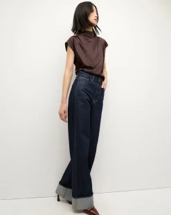 Leilany Silk Top in Dark Chocolate>Veronica Beard Clearance