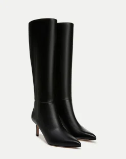 Lisa Leather Mid-Heel Tall Boot in>Veronica Beard New