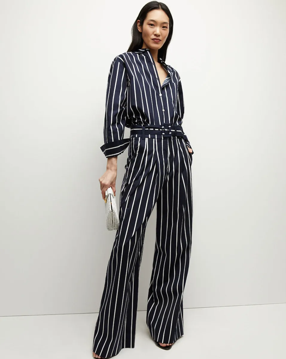 Lloyd Striped Button-Down Shirt in>Veronica Beard Discount