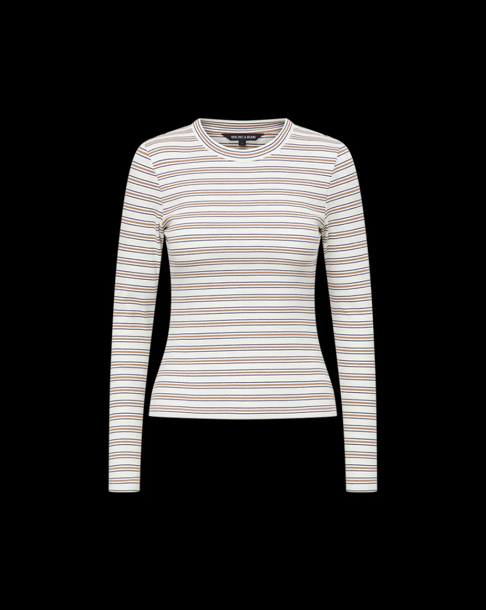 Long Sleeve Pruitt Tee in Off-White Multi>Veronica Beard Discount