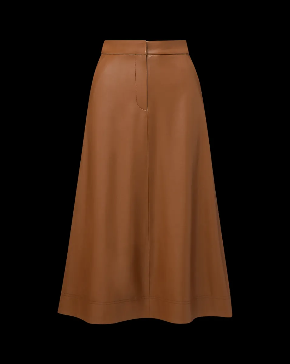 Louise A-Line Pleather Skirt in Tan>Veronica Beard Hot