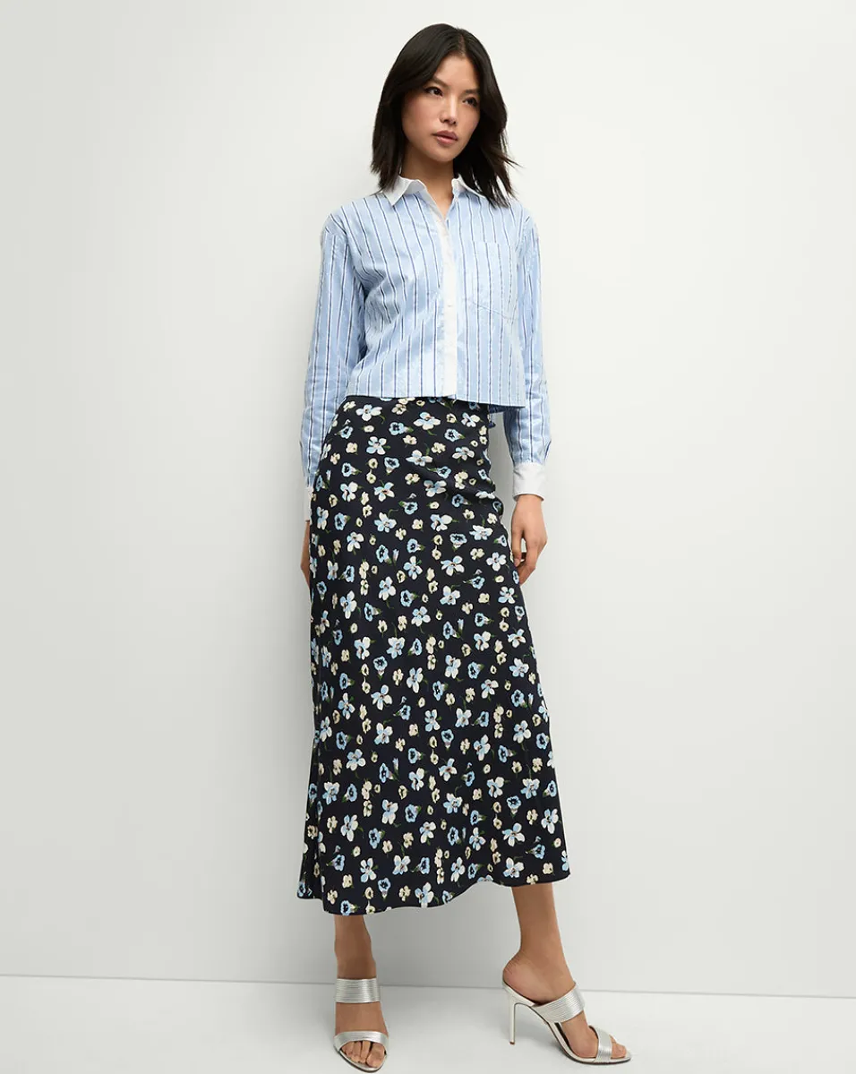 Maia Sequin Shirt in Blue Sky/White>Veronica Beard Clearance
