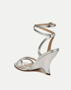 Manuela Sculpted Wedge Metallic Leather Sandal><noscript><img width=