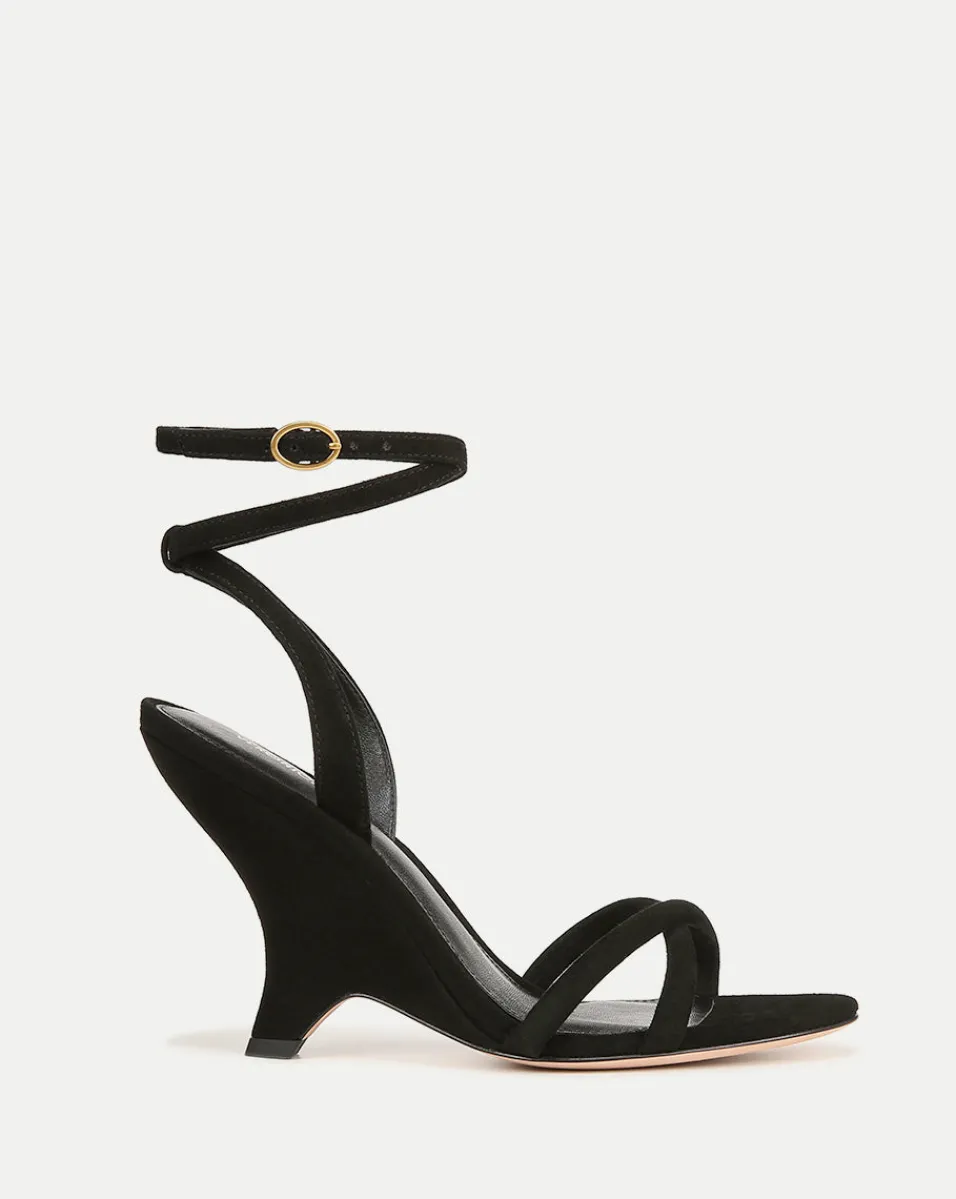 Manuela Sculpted Wedge Suede Sandal>Veronica Beard New