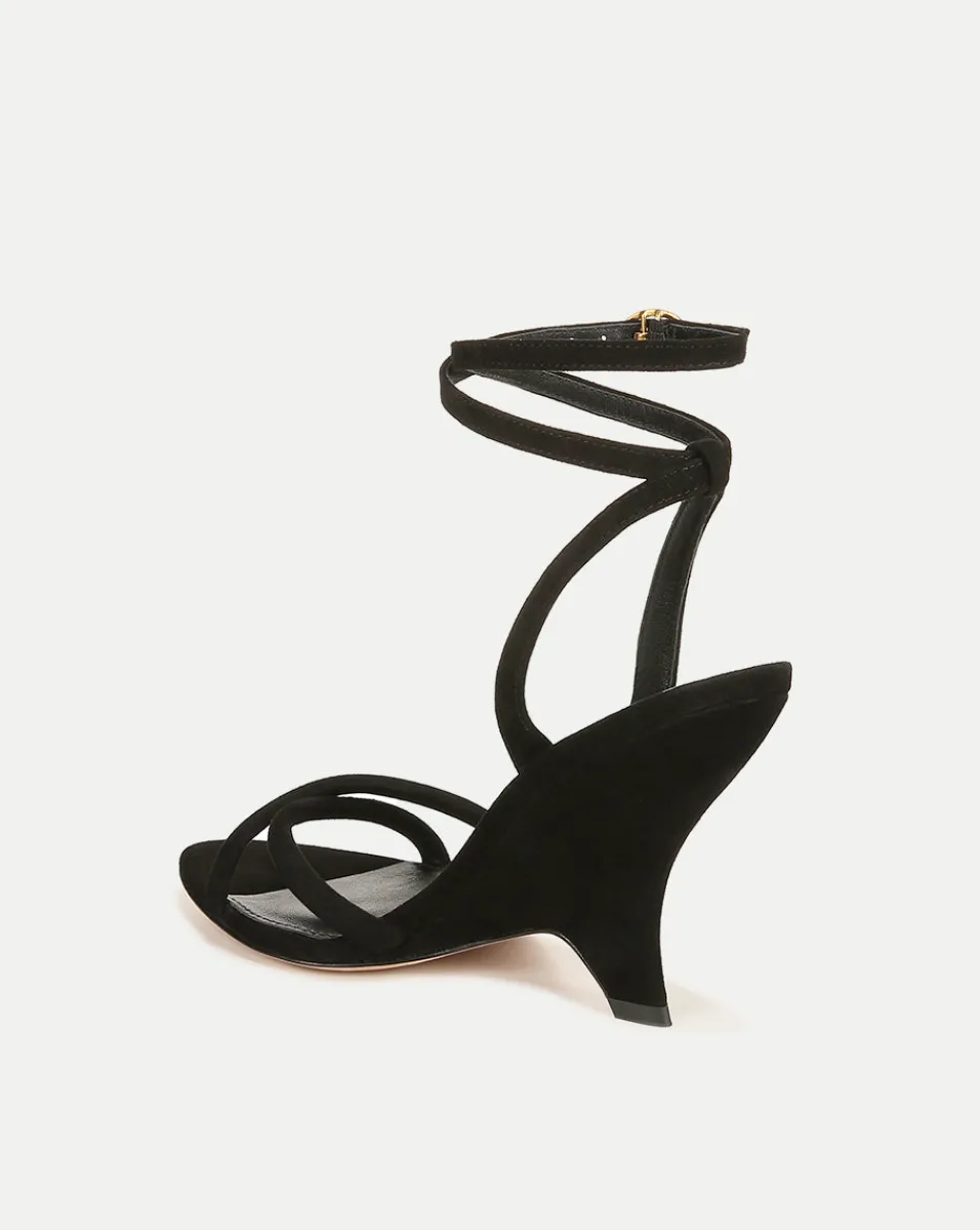 Manuela Sculpted Wedge Suede Sandal>Veronica Beard New