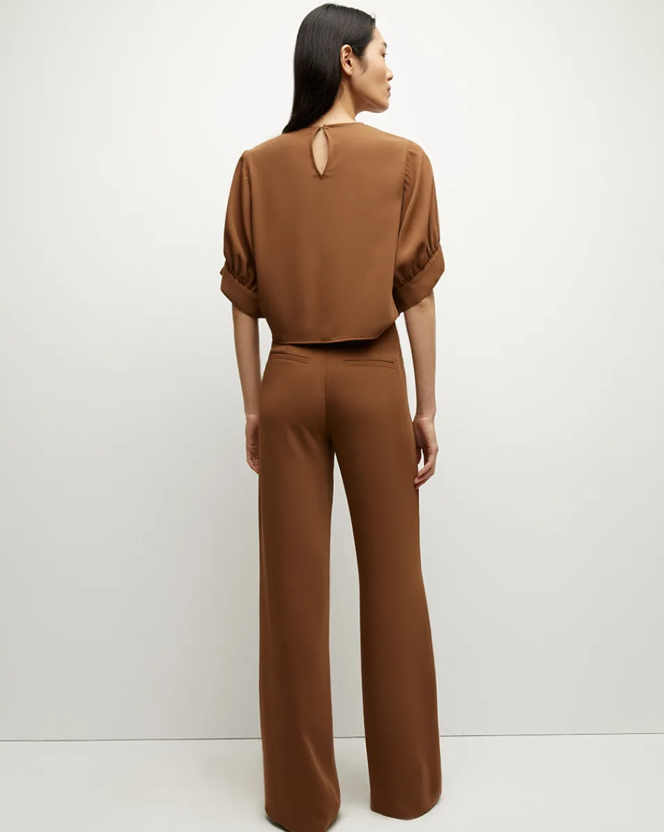 Margaret Matte Crepe Top in Deep Ochre>Veronica Beard Discount
