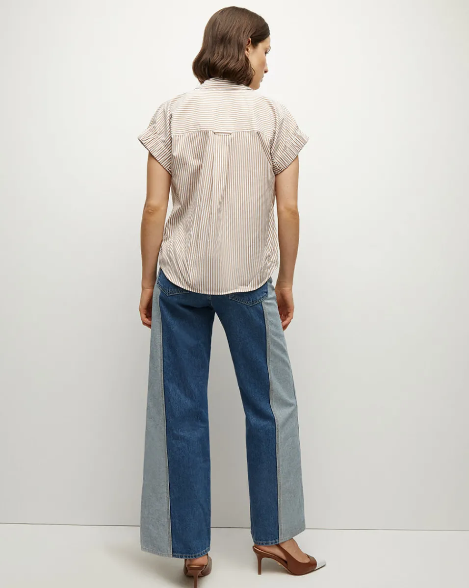 Matera Cotton Button-Down Shirt in>Veronica Beard Hot