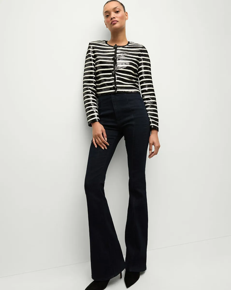 Mickey Sequin Cropped Jacket in Black/White>Veronica Beard Clearance