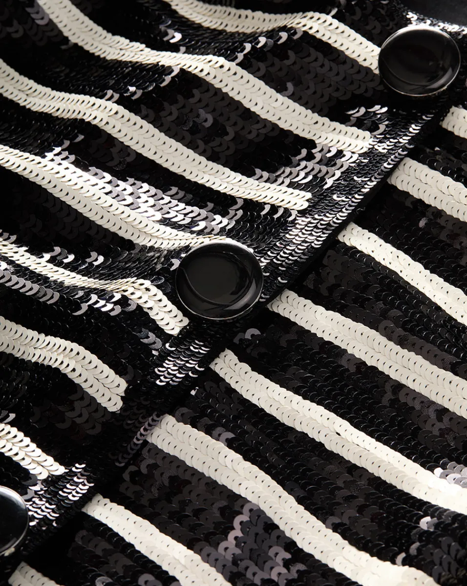 Mickey Sequin Cropped Jacket in Black/White>Veronica Beard Clearance