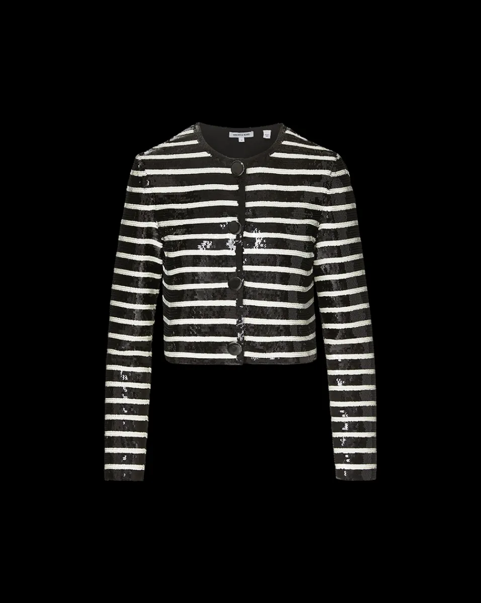 Mickey Sequin Cropped Jacket in Black/White>Veronica Beard Clearance