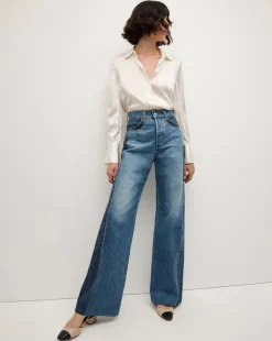 Monique Silk Button-Down Shirt in>Veronica Beard Outlet