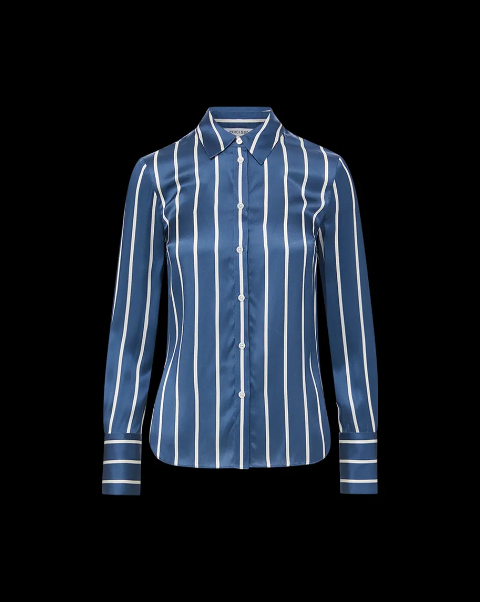 Monique Top in Blue Stone/Off-White>Veronica Beard