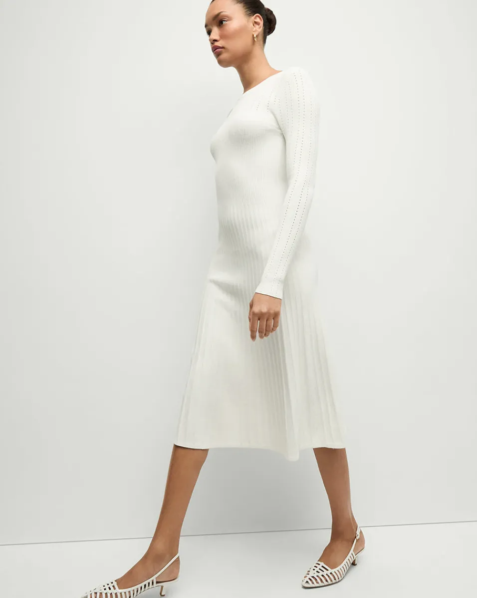 Nami Long Sleeve Sweater Dress in White>Veronica Beard New