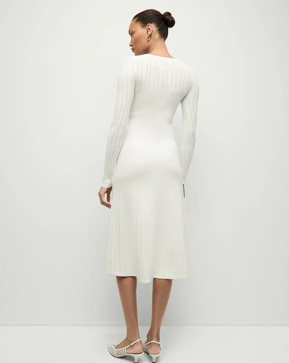Nami Long Sleeve Sweater Dress in White>Veronica Beard New
