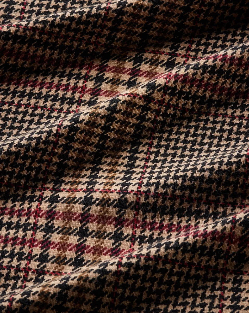 Nate Plaid Turtleneck Top in Camel & Black>Veronica Beard Outlet