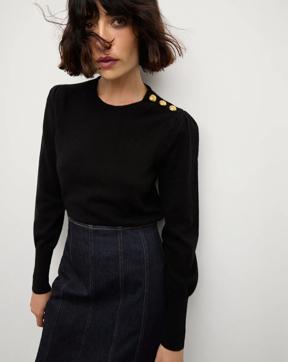 Nelia Cashmere Pullover | Button Accent in>Veronica Beard New